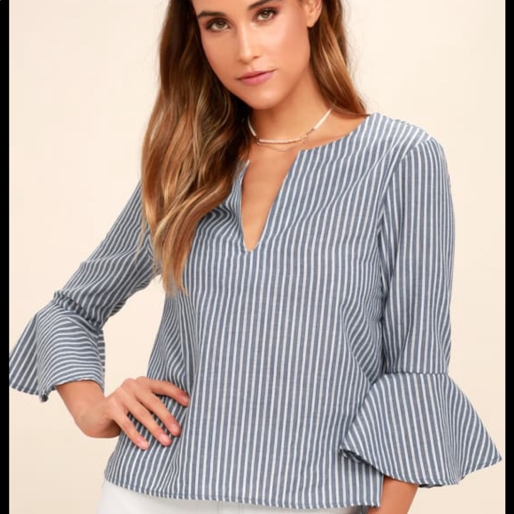 Blue and white striped top